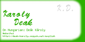 karoly deak business card