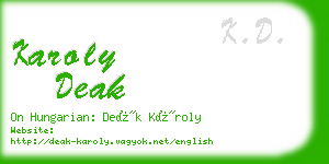 karoly deak business card